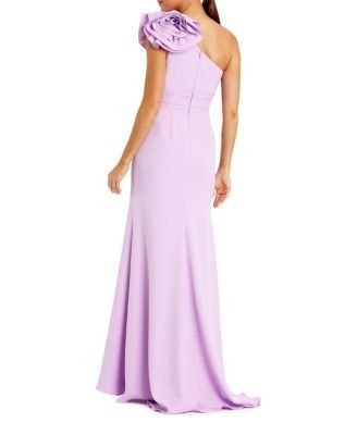 Mac Duggal Crepe One Shoulder Gown With 3D Flower