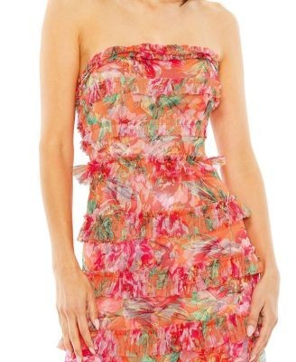 Mac Duggal Strapless Micro Ruffle Dress