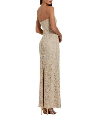 Mac Duggal Women's Strapless Beaded Lace Fitted Column Gown