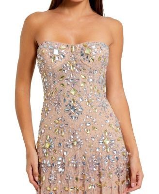 Mac Duggal Strapless Sweetheart Embellished Net Gown