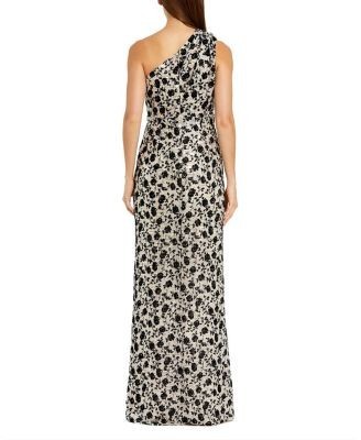 Mac Duggal Floral Sequin One Shoulder Column Gown With Slit