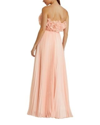 Mac Duggal Pleated Chiffon Strapless Gown with Ruffles