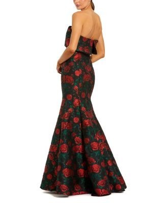 Mac Duggal Strapless Floral Brocade Mermaid Gown