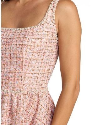 Mac Duggal Pearl Embellished Sleeveless Boucle Midi Dress