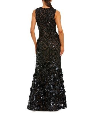 Mac Duggal Sleeveless Beaded Sequin Mesh Mermaid Gown