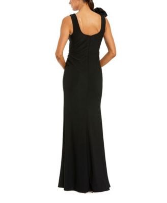 Mac Duggal Beaded Scoop Neck Jersey Gown with 3D Flower