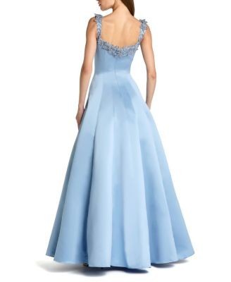 Mac Duggal Satin Beaded Off The Shoulder Ballgown