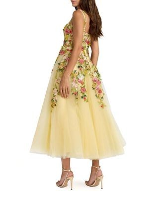 Mac Duggal Embroidered Tulle A-Line Midi Dress