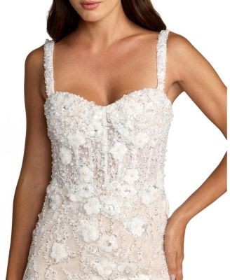 Mac Duggal Embellished Lace Sleeveless Midi Dress