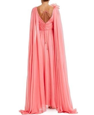 Mac Duggal Chiffon V-Neck Gown With Cape Sleeves
