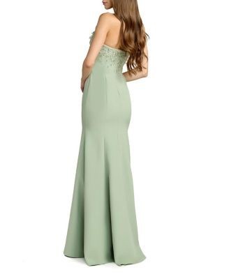 Mac Duggal Strapless Embellished Crepe Mermaid Gown