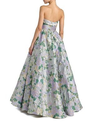 Mac Duggal Floral Strapless Brocade Ball Gown
