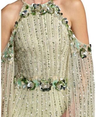 Mac Duggal Embellished Column Gown With Cape Sleeves