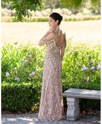 Mac Duggal Sequin Embellished V-Neck Gown