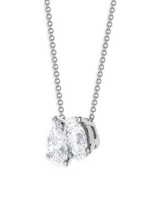 Bloomingdale's Fine Collection Certified Lab Grown Pear & Oval Diamond Toi Et Moi Pendant Necklace in 18K White Gold, 2.25 tcw