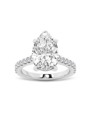 Bloomingdale's Fine Collection Lab Grown Pear & Round Cut Diamond Engagement Ring in 18K White Gold, 4.3 tcw