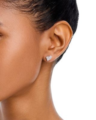 Bloomingdale's Fine Collection Luxe Collection Certified Lab Grown Diamond Toi et Moi Stud Earrings in 14K White Gold, 1.95 tcw