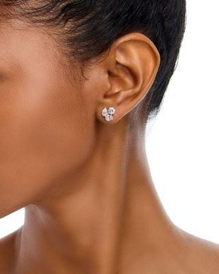 Bloomingdale's Fine Collection Luxe Collection Certified Lab Grown Diamond Trio Stud Earrings in 14K White Gold, 1.95 tcw