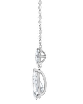 Bloomingdale's Fine Collection Luxe Collection Certified Lab Grown Diamond Round & Pear Pendant Necklace in 14K White Gold, 2.53 tcw