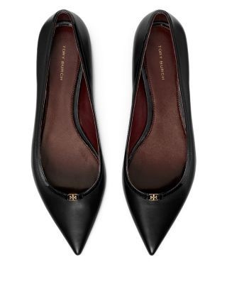 Tory Burch Women's Double T Buckle Pointed Toe Flats
