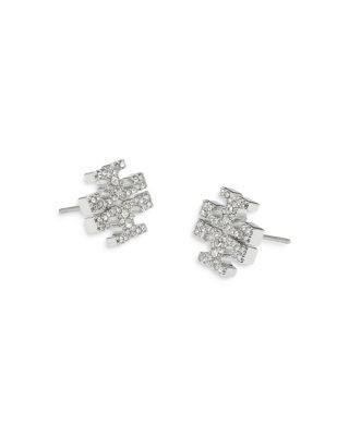 Tory Burch Kira Pave Double T Stud Earrings in Gold Tone