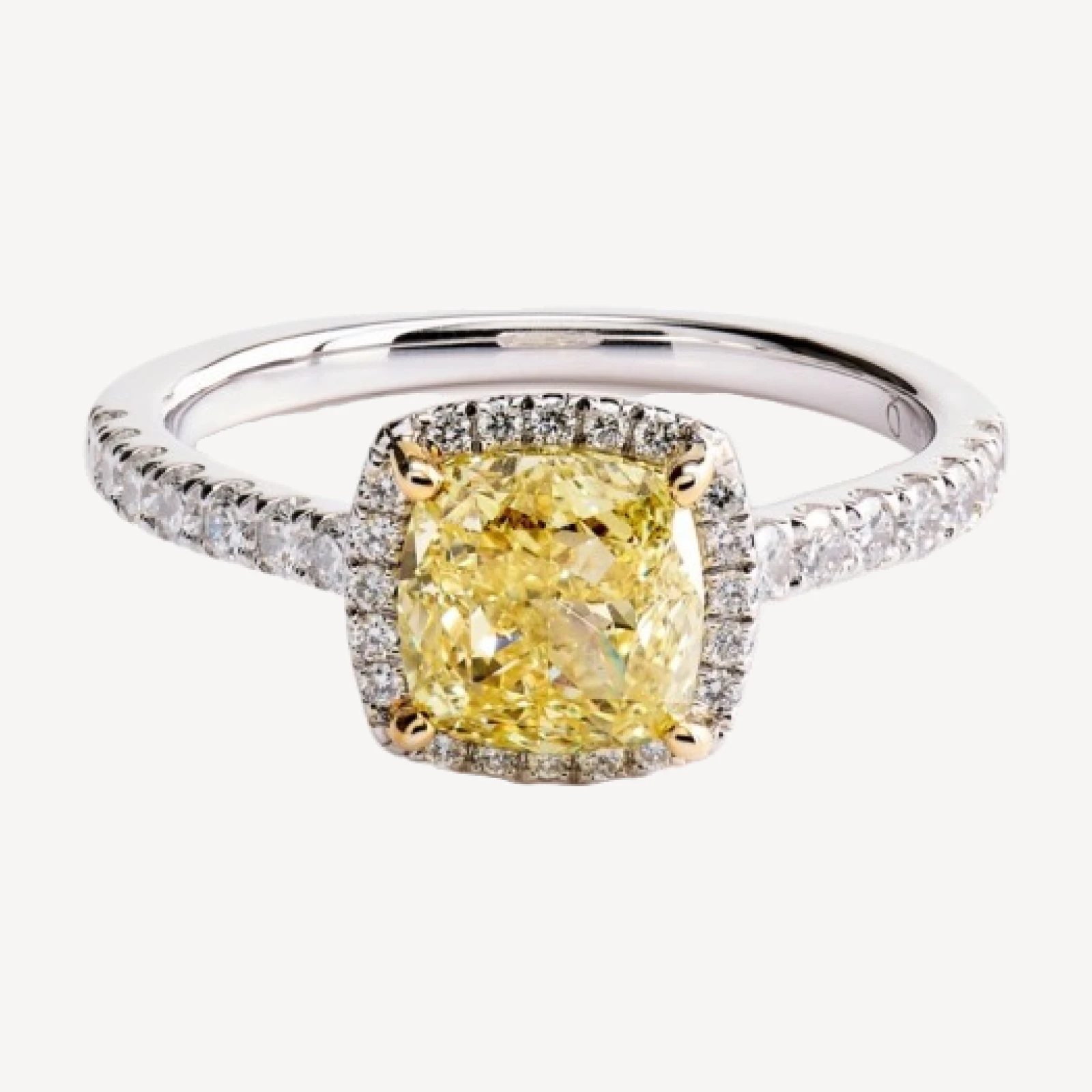 Yellow Lab Grown Diamond Cushion Halo Engagement Ring