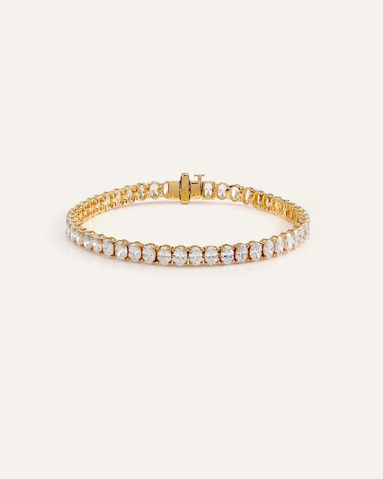 14K Gold Lab Grown Diamond Oval Tennis Bracelet - 10ctw