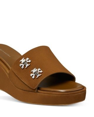 Tory Burch Women's T Lock Suede Wedge Sandals