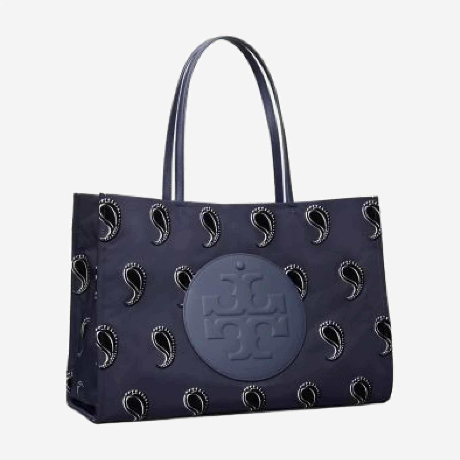Tory Burch Ella Navy Pajama Print Polyester Tote Bag