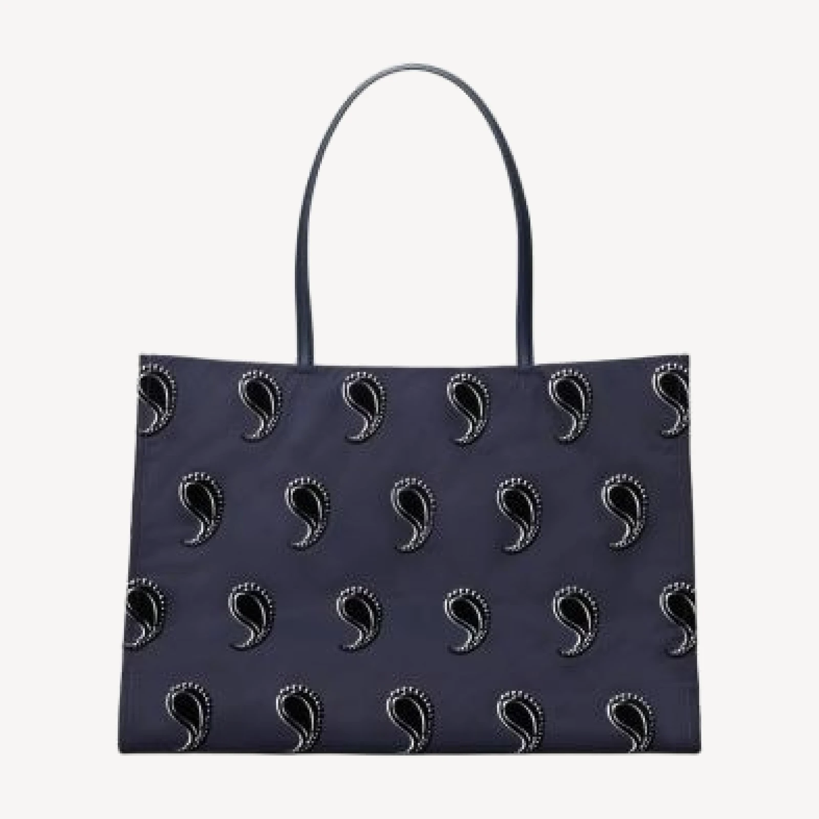 Tory Burch Ella Navy Pajama Print Polyester Tote Bag