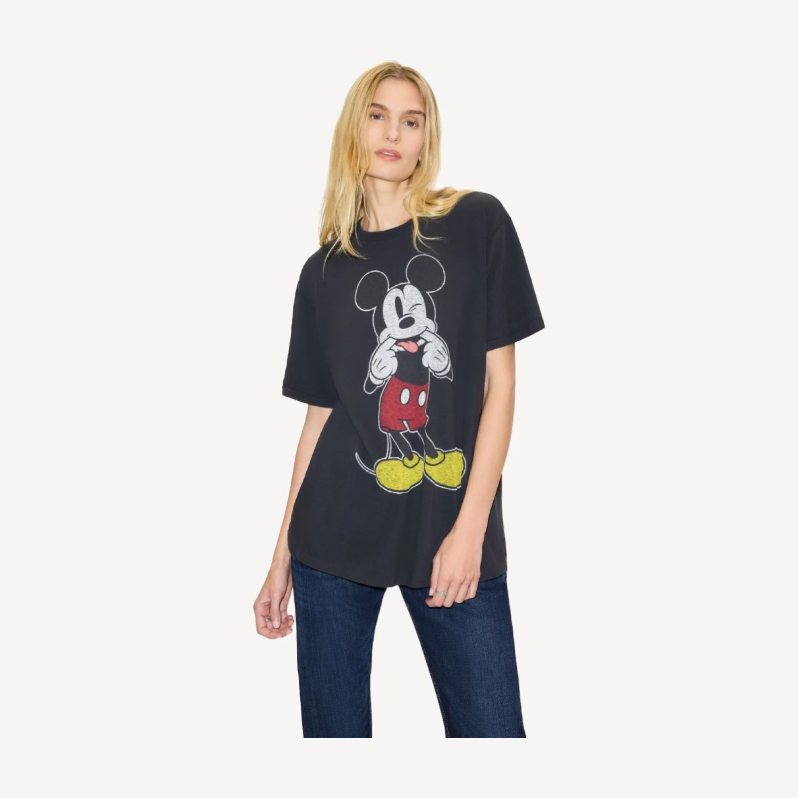 Boyfriend "Silly Mickey Mouse" Tee - Washed Black