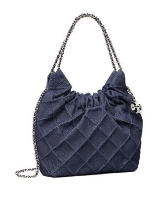 Tory Burch Fleming Mini Soft Denim Hobo Bag
