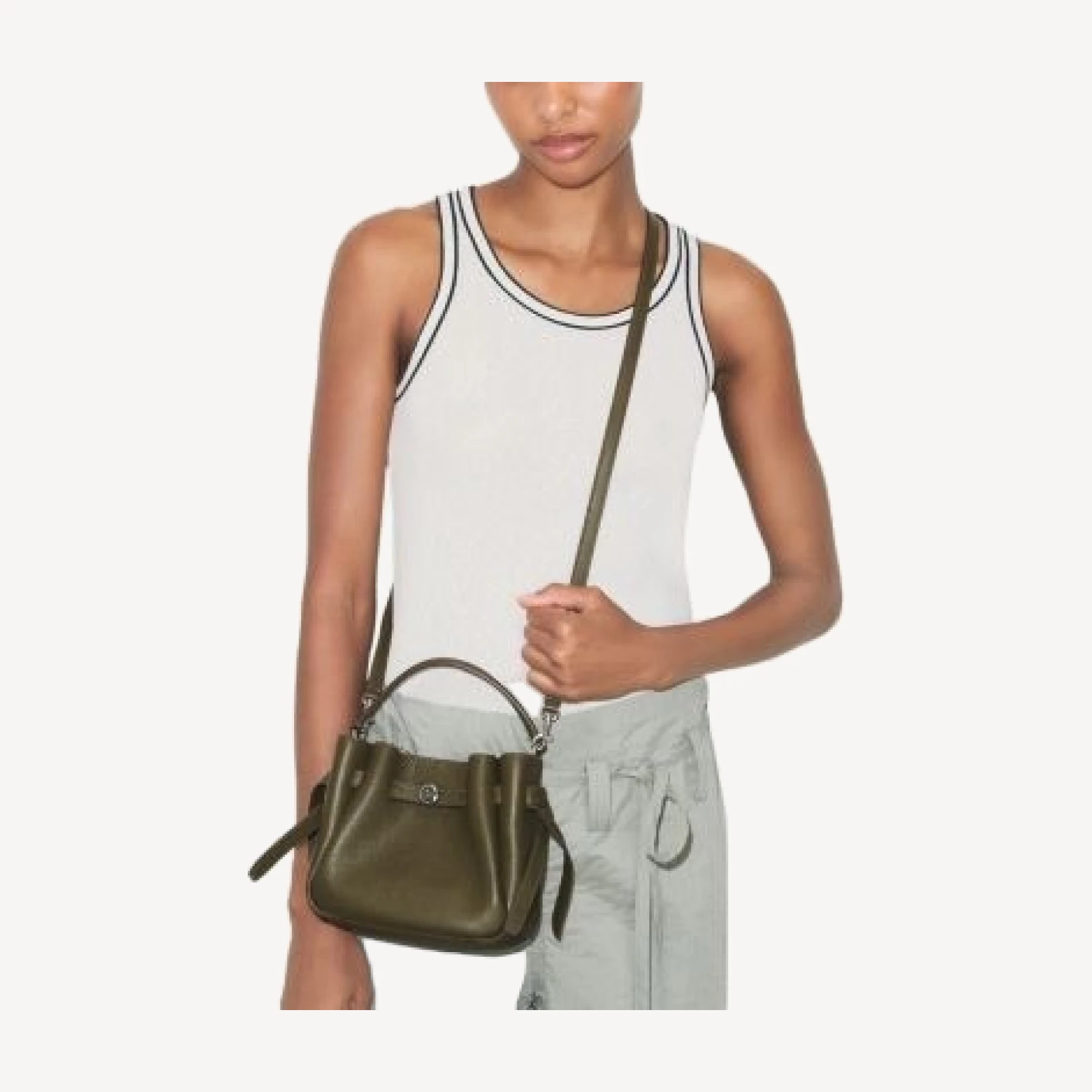 Tory Burch Romy Mini Leather Crossbody Bucket Bag