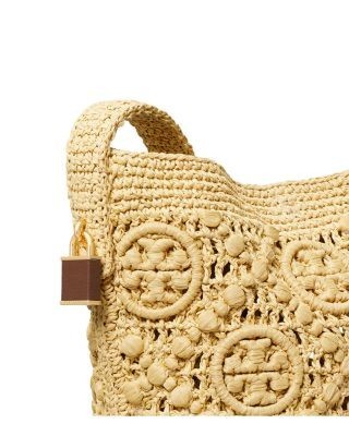 Vince Monogram Crochet Straw Shoulder Bag