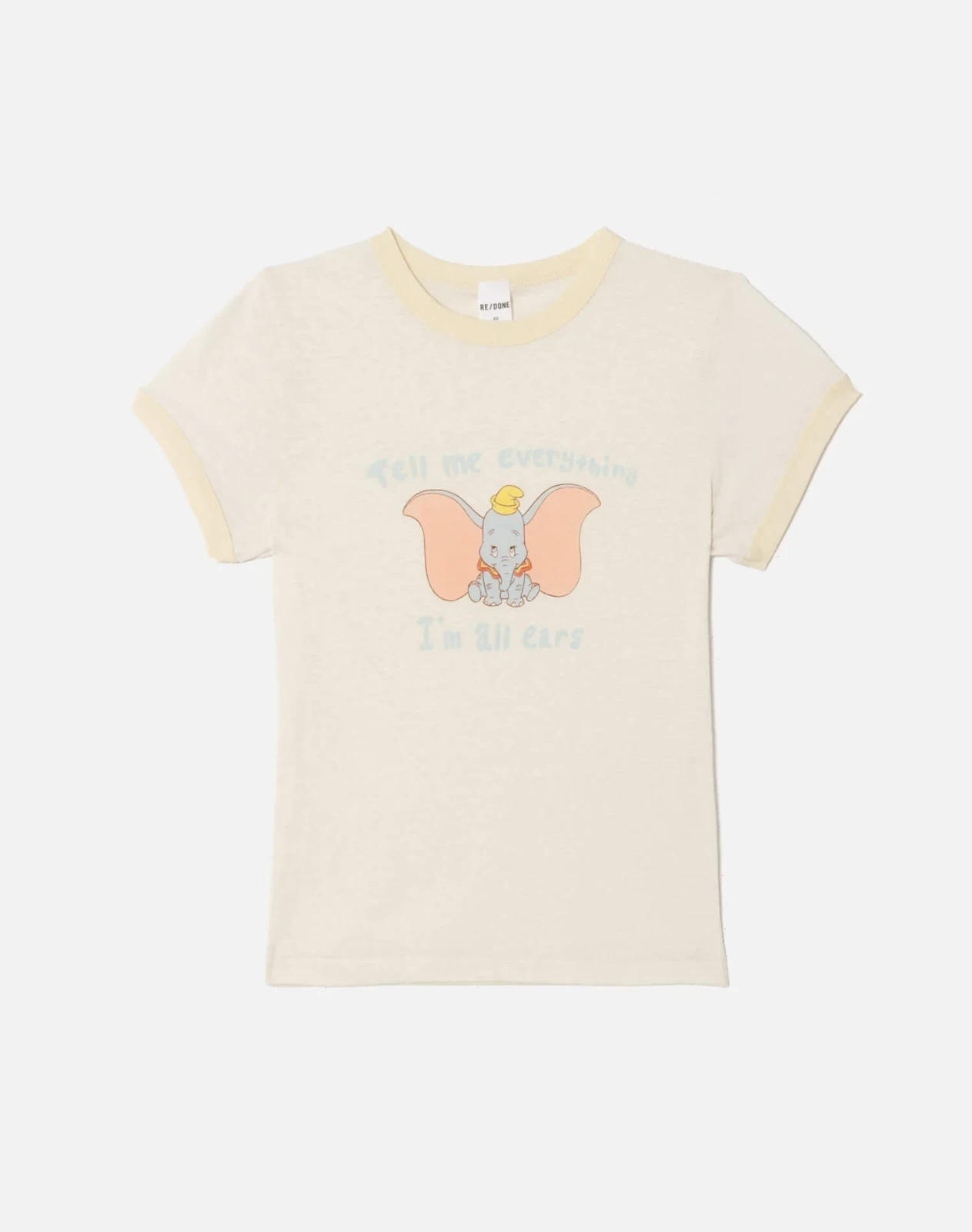 60s Slim Ringer "Dumbo" Tee - Vintage White With Shortbread