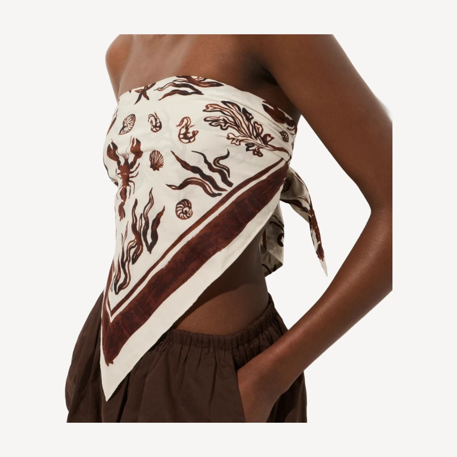 Bandana top in lobster & seashell print