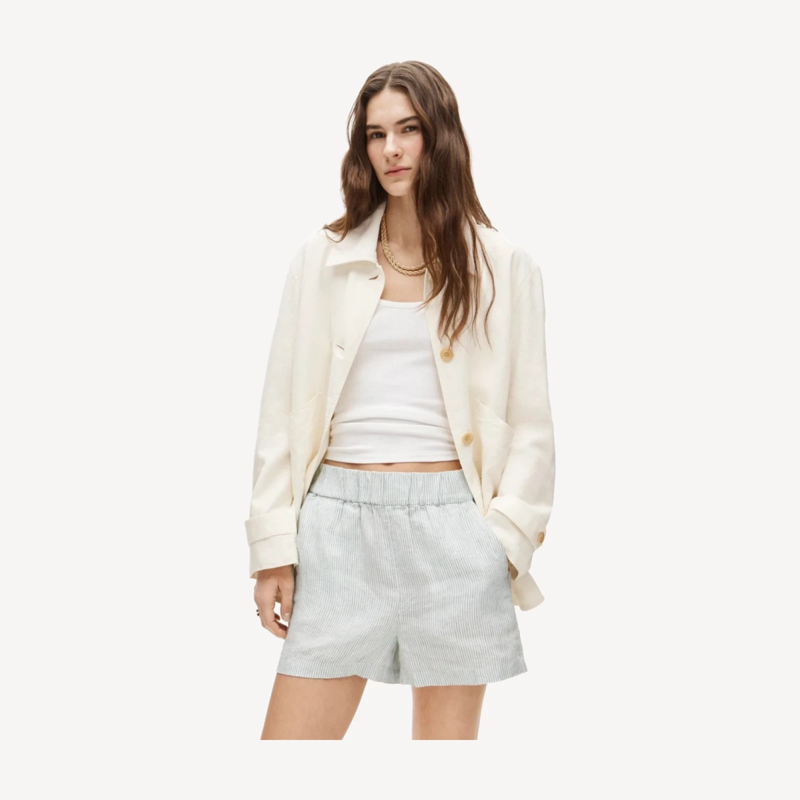 Tropez short in linen stripe