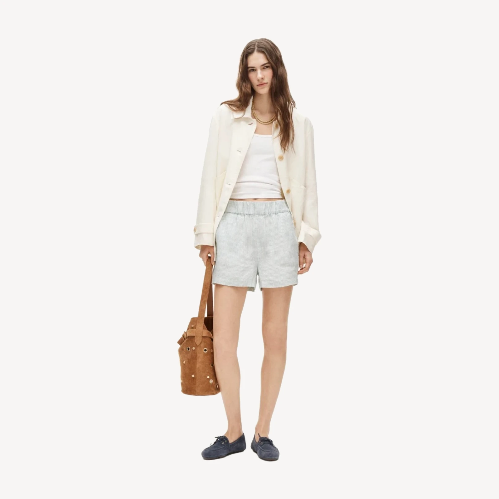 Tropez short in linen stripe