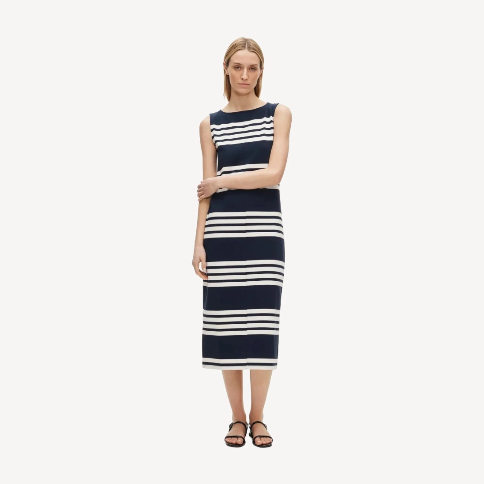 Midi dress in striped mariner cloth