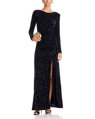 Ramy Brook April Black Swirl Long Sleeve Dress