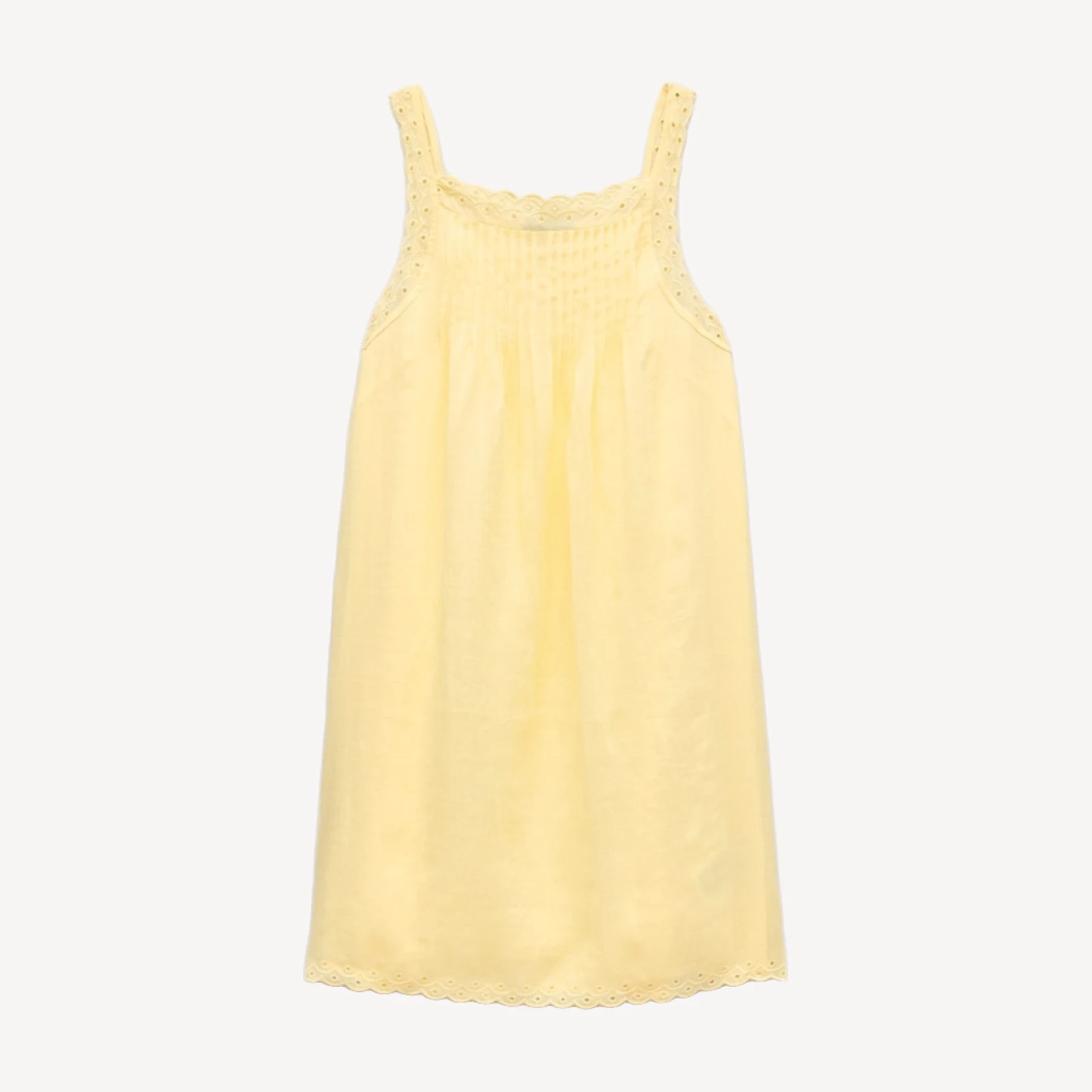 Scallop-trim mini dress in ramie