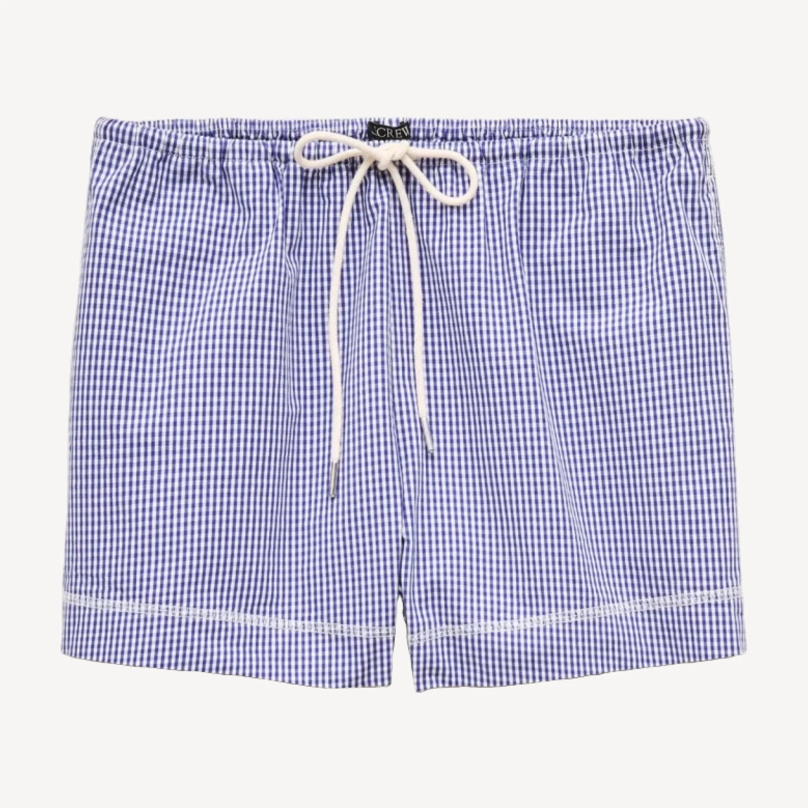 Cruise drawstring short in gingham cotton poplin