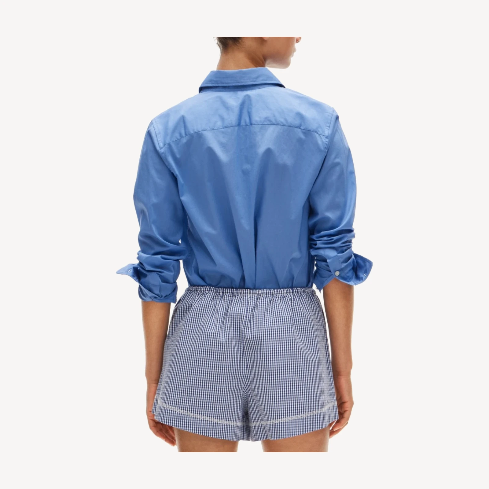 Cruise drawstring short in gingham cotton poplin