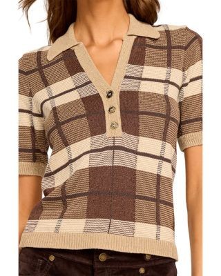 Ramy Brook Melanie Short Sleeve Polo Sweater