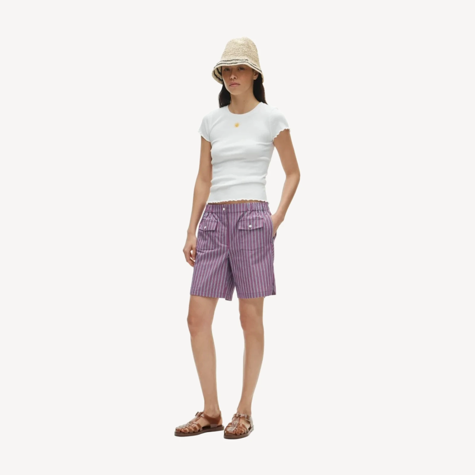 Perfect rib embroidered sun graphic T-shirt