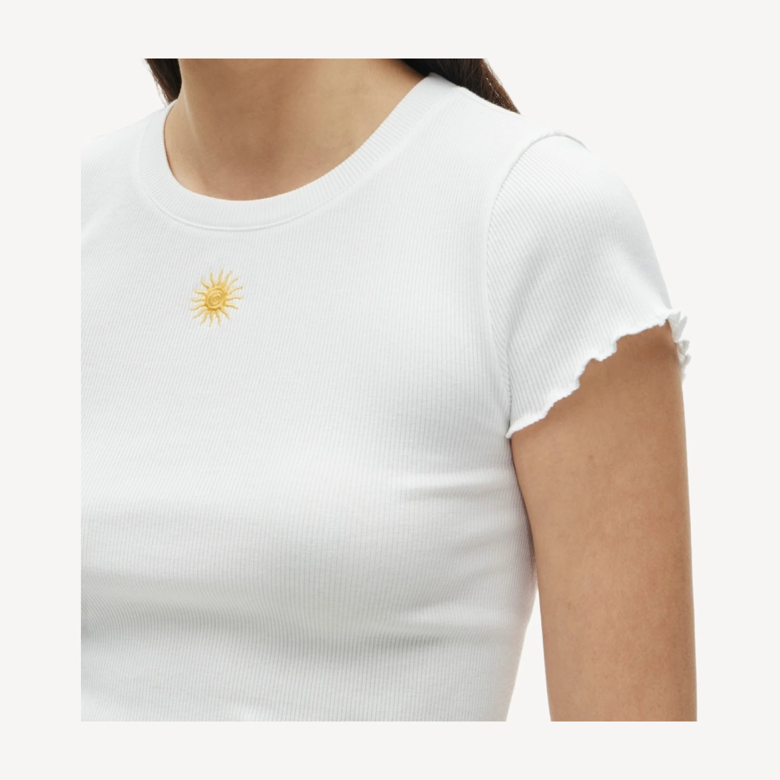 Perfect rib embroidered sun graphic T-shirt