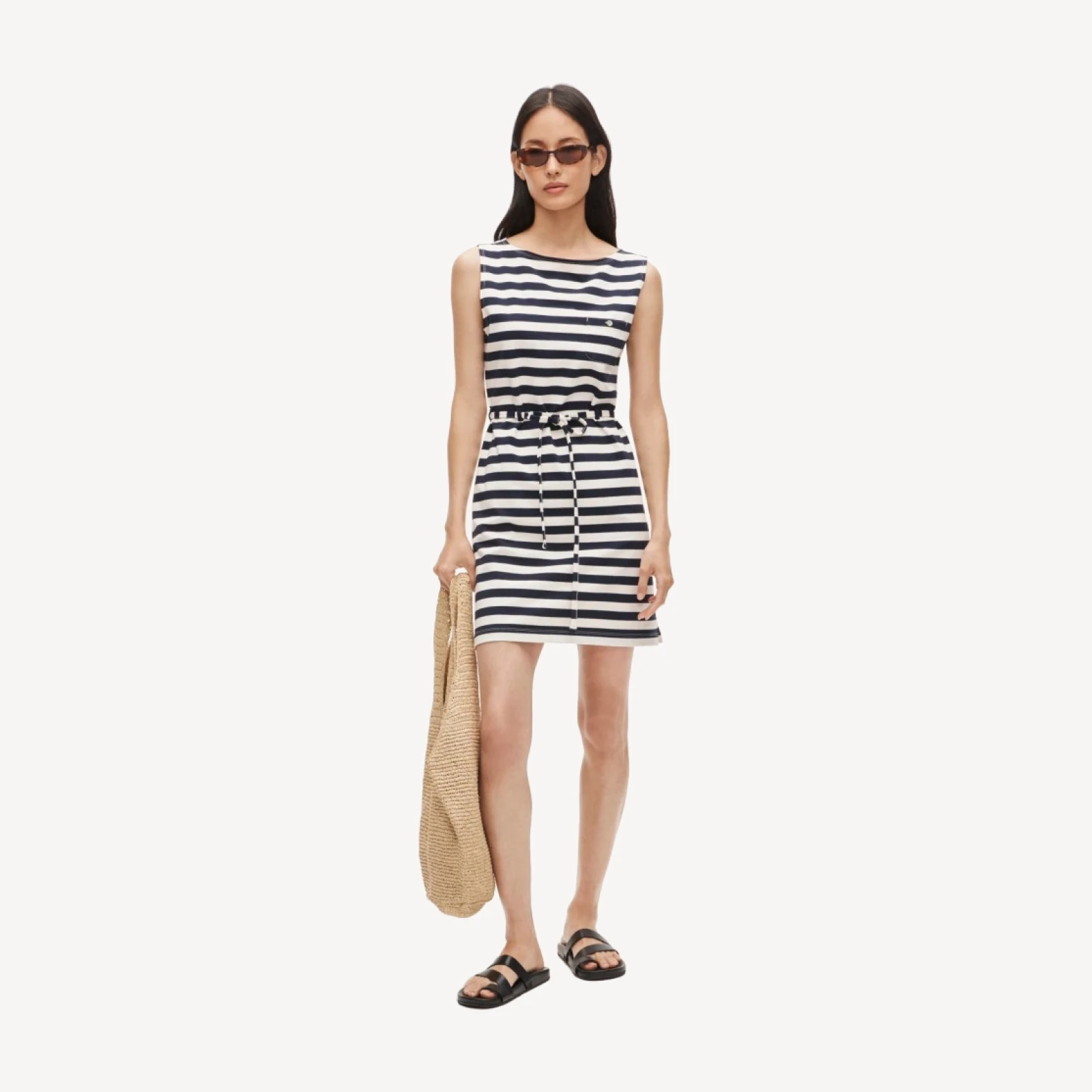 Vintage jersey mini dress in stripe