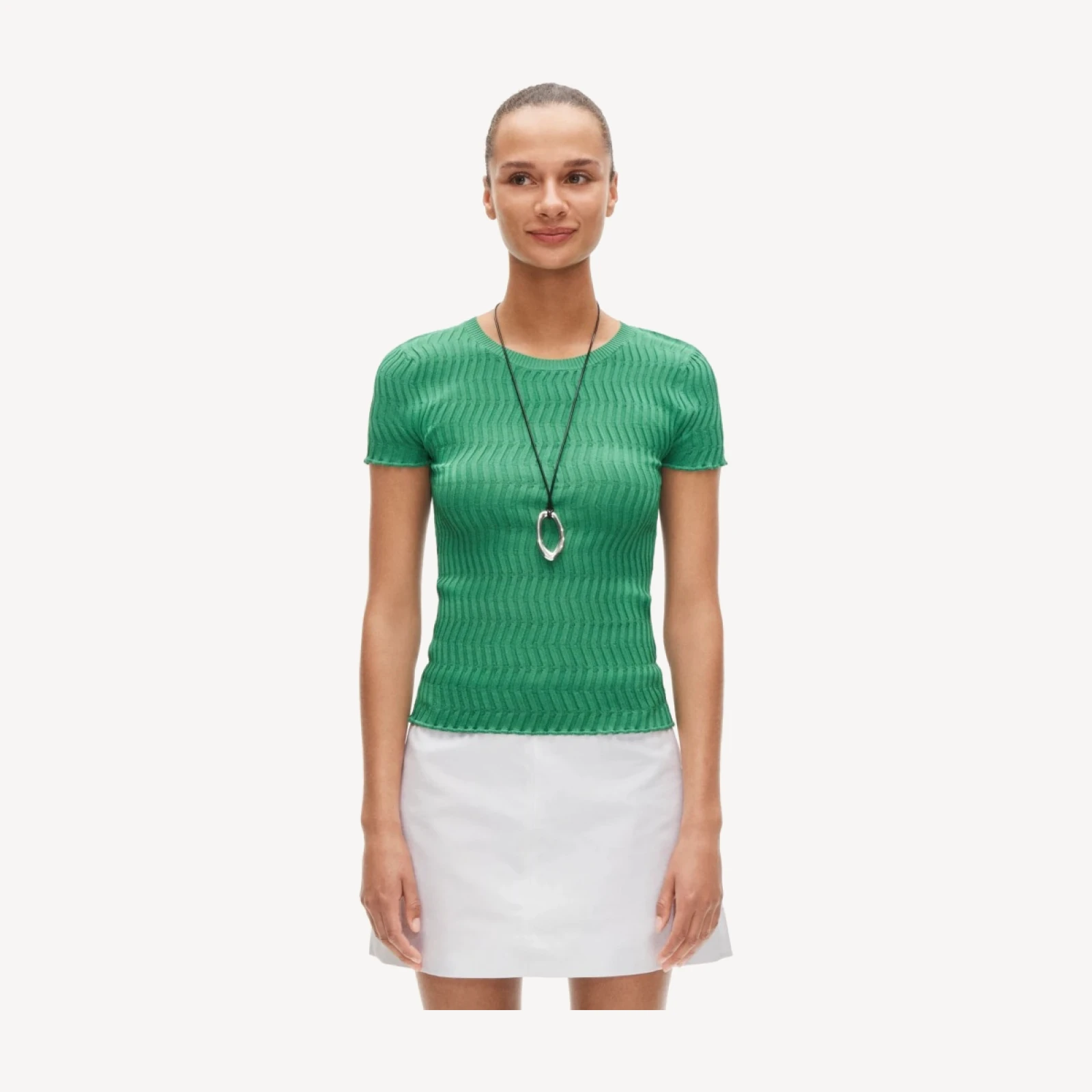 Wave-rib sweater-tee in super-stretch