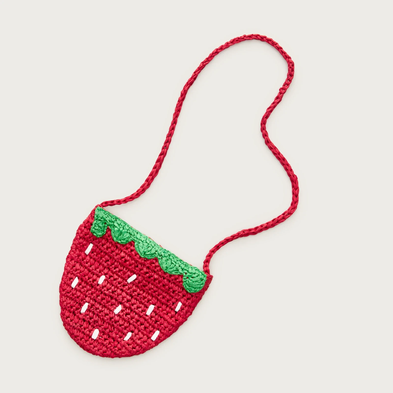 Girls' straw strawberry purse