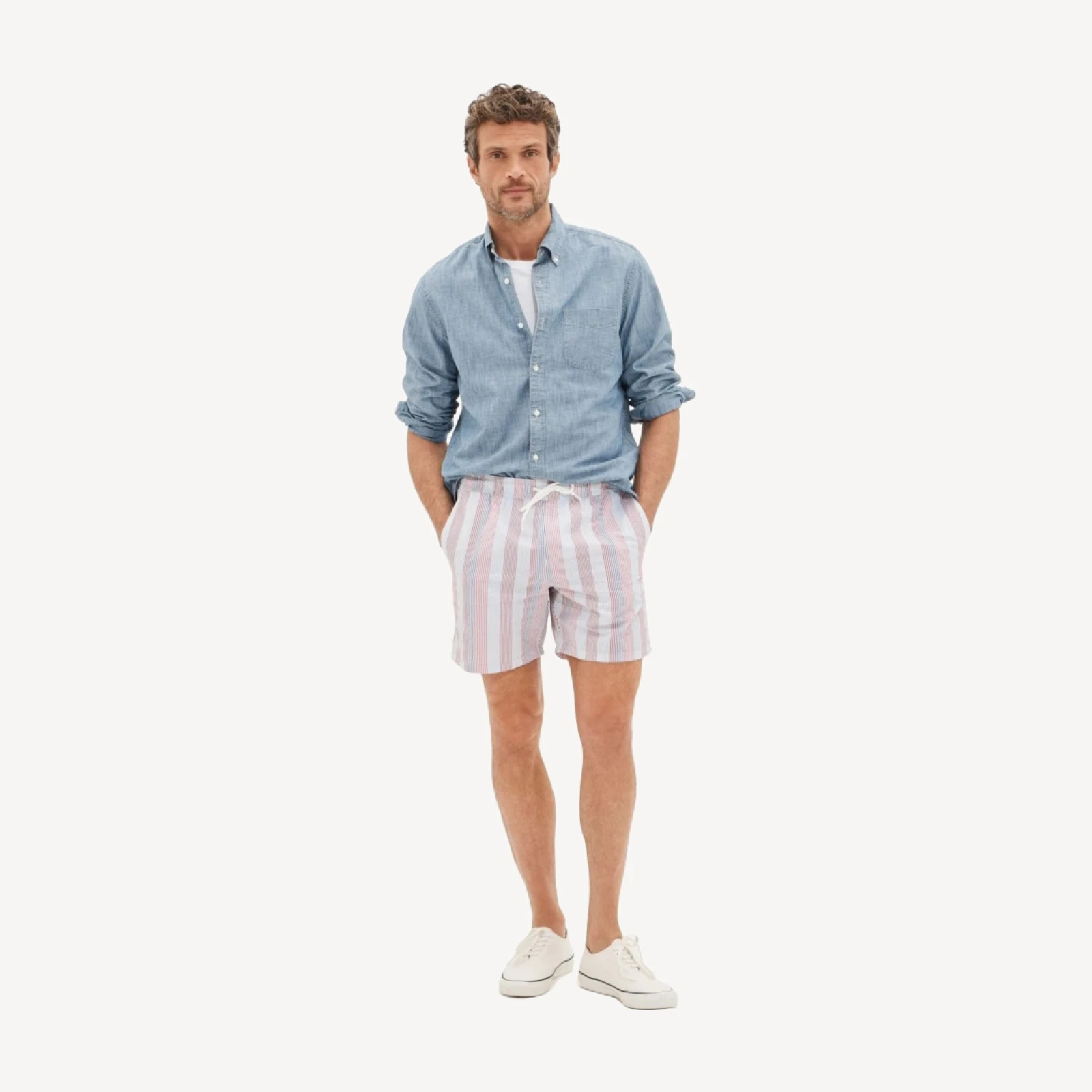 6" swim trunk in seersucker